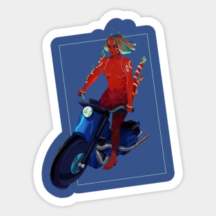 Biker Lionfish Mermaid Sticker